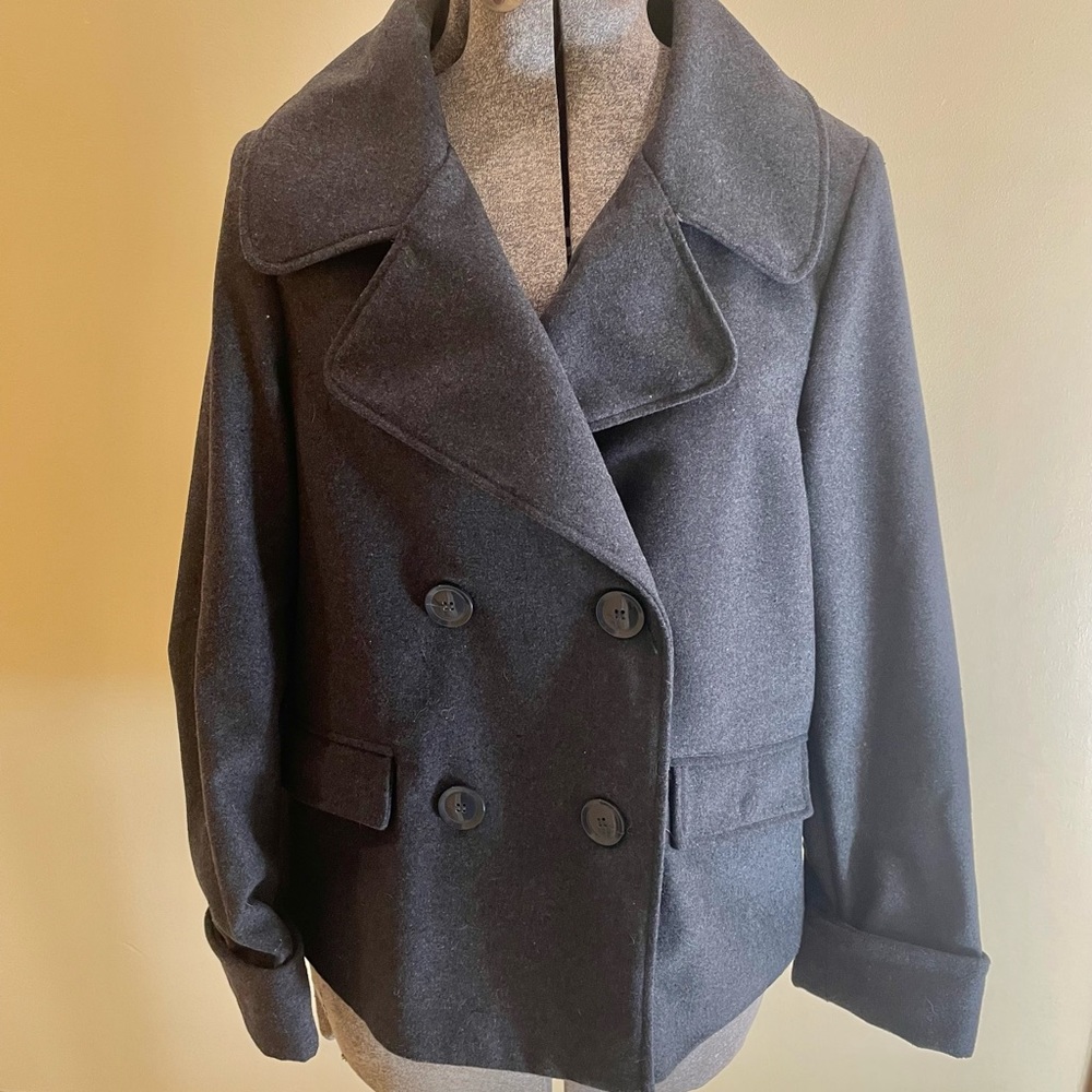 Larry Levine Double-breasted Charcoal Peacoat